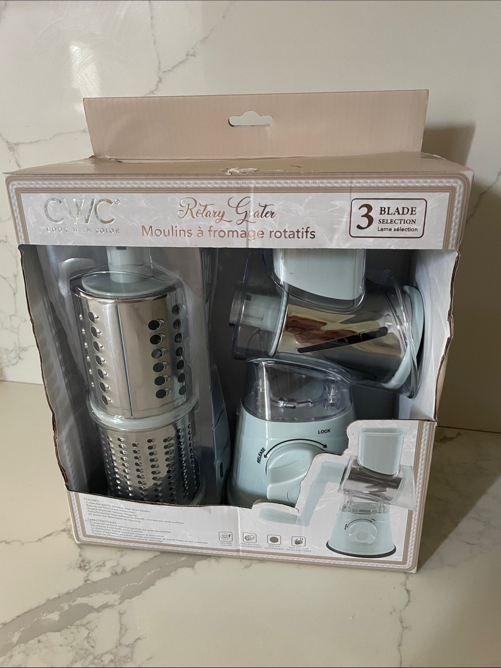 CWC Rotary Grater Kitchen Tool in Light Blue - Picture 3 of 5